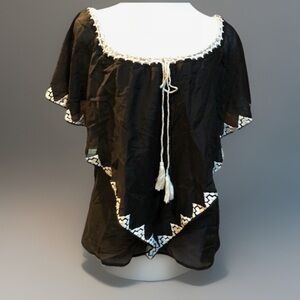 Vintage Sheer Embroidered Tunic Shirt Top